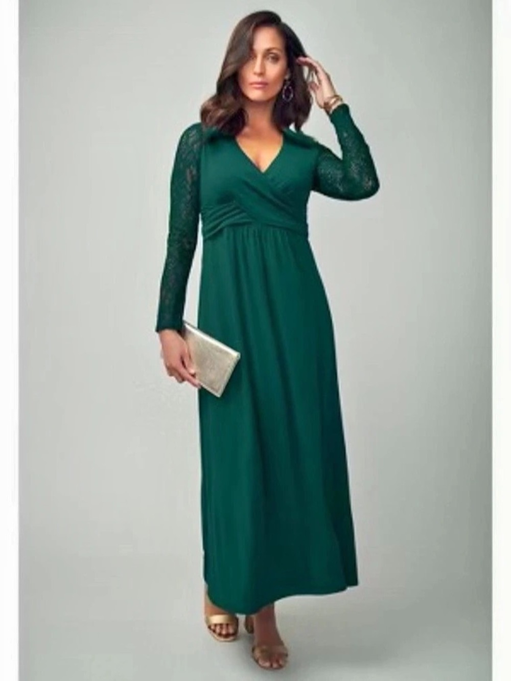 Jessica London Lace Sweetheart Dress Lace Maxi Dress in Emerald Green